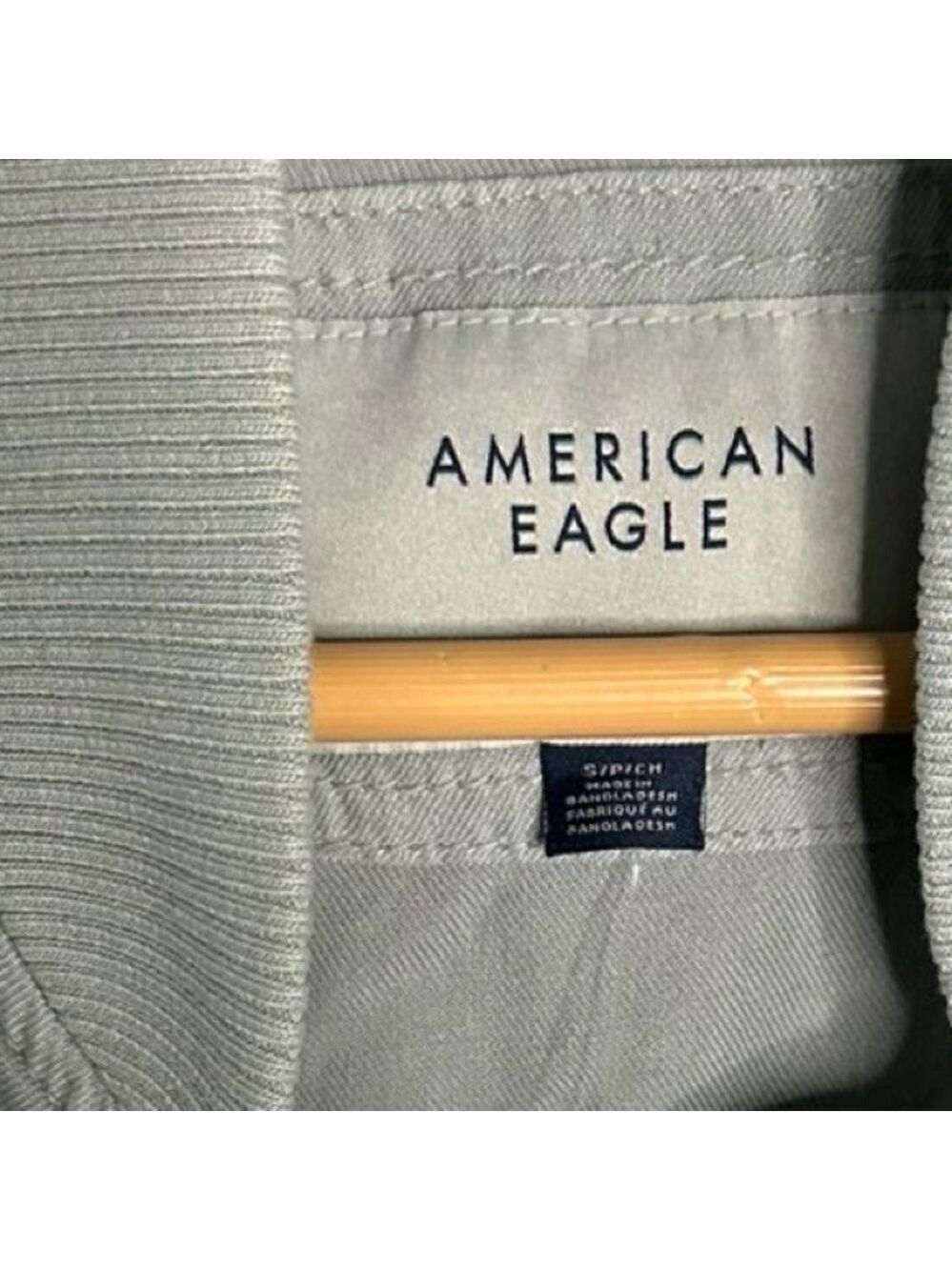American Eagle-Linen-Blend Cropped Bomber Jacket-Size Small-Moss Grey - Picture 5 of 9